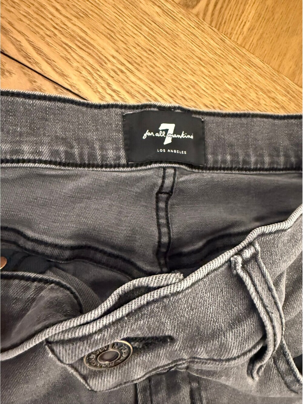 7 For All Mankind Men’s Jeans 32 Gray Slim Straight Faded Wash Denim - Picture 8 of 9